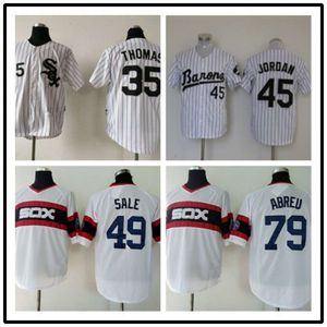 Jerseys Sox Team 79 # 35 # 45 # 49 # Version de fan brodé pour hommes blancs Jersey