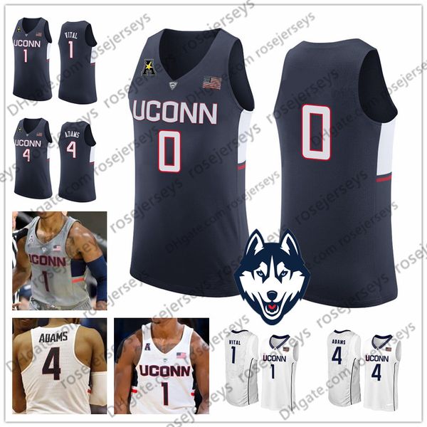 Camisetas personalizadas Uconn Huskies College Basketball Blanco Azul marino Gris Connecticut Ed Cualquier nombre Número 4j Alena Dams1 C Hristianv Italj