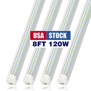 JESLED 100Pack 8Ft LED magasin luminaire 8' tube 120W 12000 Lumens 6000K blanc froid couvercle transparent forme en V T8 intégré 8 pieds lumière