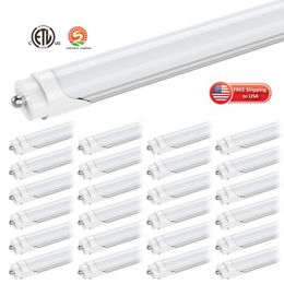 JESLED T8 Tube LED 8FT Une Rangée Simple Broche FA8 Lumières Fluorescentes 45W Blanc Froid Couverture Givrée Boutique Bureau Garage Éclairage clair incandescent ETL