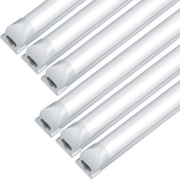 Jezige T8 LED -buisverlichting Dural Row 90W Frosted Cover Cold White Integrated Tubes Light Garage Office Bollen