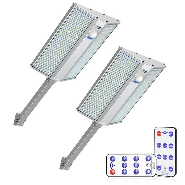 JESLED US STOCK lumière solaire extérieure 2000LM LED capteur de mouvement solaire allume 96 LED s réglable éclairage à 150 degrés IP65