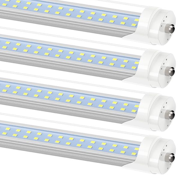 JESLED US STOCK T8 Tubo de luz LED 8 pies FA8 Dural Row Cubierta transparente 72W Tubos de luz blanca fría Bombilla Garaje Oficina Tienda Luz