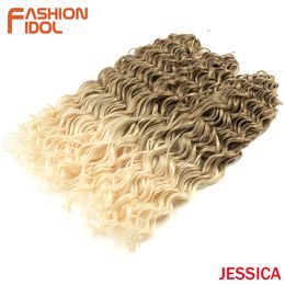 Jessica Haar diepe golvende draai Haak Synthetische krullende vlechten Hoge temperatuur vezelvlechten S 240410