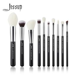 Jessup 10pcs Makeup Brushes Set Tools Beauty Tools Make Up Brush Cosmetic Foundation Powder Détraveur Mélange de fard à paupières Ligne de l'aile 240315