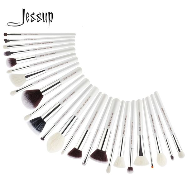 Jessup Brush Set 25pcs Professional Makeup Brushes Set Foundation Founds Make Brush Beauty Tool Powder Blushes Pearl Whitesilver 240403