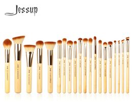 Jessup Cepillos 20pcs Cepillos de maquillaje de bambú de bambú Juego de maquillaje Herramientas de cepillo Kit Fundación Polvo Powder Shader 2010089016312