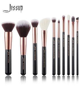 Jessup pinceaux noir Rose or pinceaux de maquillage professionnel ensemble maquillage brosse outils kit fond de teint poudre tampon joue Shader 20102898639