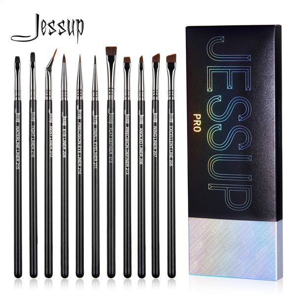 Jessup Eyeliner pinceaux set11pcs pinceau professionnel conique angle plat Ultra fin précision ensemble T324 240131