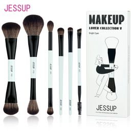 Jessup Makeup Brush Set Brushes double face fond de teint Contour Blush Mélangeur Feigne Fibre Bright Cyan T501 240403