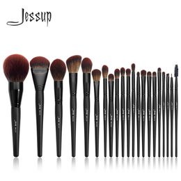Jessup Makeup Brushes Set 3 21pcs Premium Synthetic Big Powder Foundation Correin Cacheer Eyeshadow Eyeliner Spolelie Gandage en bois 220722