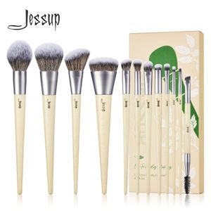 Jessup pinceaux de maquillage ensemble Premium fond de teint synthétique poudre angle correcteur mélange fard à paupières Duo pinceau à sourcils maquillage T327240102