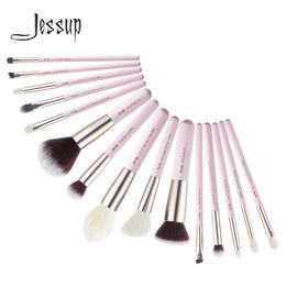 Jessup pinceaux de maquillage ensemble pinceau de maquillage professionnel fard à paupières fond de teint poudre correcteur 15 pièces rougissant mariée chèvre Hair240102