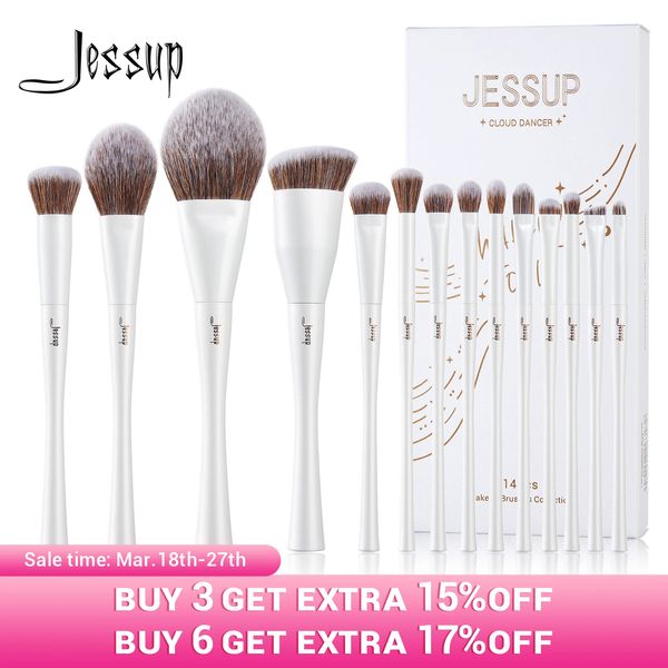 Jessup Makeup Brushes Set4-14pcs MAQUANT BROSSESPREMIUM Synthétique Fondation Correcteur Powder Powder Fermadow Brush T343 240327