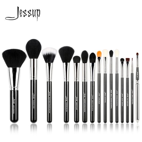 Jessup Pro 15 pièces pinceaux de maquillage ensemble noir/argent cosmétique maquillage poudre fond de teint fard à paupières Eyeliner pinceau à lèvres outil beauté 220623