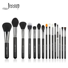 Jessup Pro Juego de brochas de maquillaje 15 piezas Cosmético Maquillaje en polvo Base Sombra de ojos Delineador de ojos Labio Negro T092 240124