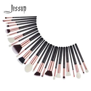 Jessup Professional Makeup Brushes Set 25pcs Foundation naturelle-synthétique en poudre à fard à paupières maquillage Brushs Blushes Black T155 240320