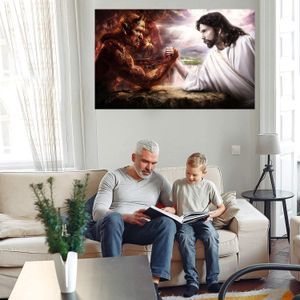 Jezus Christus Devil Grote olieverfschilderij op canvas Home Decor Handcrafts / HD Print Wall Art Picture Merk op Acceptable 21070301