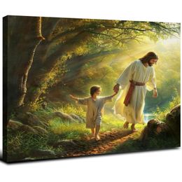Jésus-Christ marchant avec une affiche enfant décorative toile d'art mural salon affiches chambre à coucher