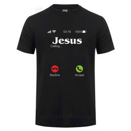 Jesús está llamando camiseta Cristo Religión cristiana Fe Biblia Católicos Regalo Camiseta para hombres Manga corta O Cuello Camiseta 210629