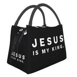 Jesus Is My King Bolsa de almuerzo con aislamiento térmico Faith Christian God Resuable Tote Meal Food Box 240315