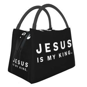 Jésus est mon roi sac à déjeuner isotherme thermique foi chrétien dieu fourre-tout réutilisable boîte de nourriture de repas 240313