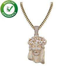 Jesus Stück Anhänger Hip Hop Schmuck Herren Goldkette Anhänger Luxus Designer Halskette Statement Rapper Schmuck Diamant Hiphop Cu278e