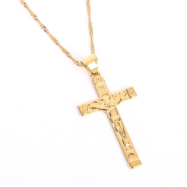 Cruz chapada en Jesús, regalo para amantes de la moda, joyería para niñas y mujeres, collar con colgante de corazón de Color dorado de aleación, diseño al por mayor