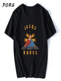 Jésus raves imprimer des hommes décontractés t-shirts mode harajuku tshirt personnalisé tshirt à manches courtes punk oversize 039s 2107065727740