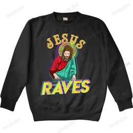 Jesus Raves Saint Wordt Een DJ EDM Party Anime Hip Hop Mannen Harajuku hoody lange mouw Print hoodies Fashion Chic Mannen hoodie 220809