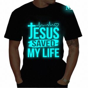 Jezus Save Mijn Leven Print Vrouwen Mannen T-shirt Korte Mouw O Hals T-shirt Lichtgevende Dames T-shirt Tops oversized Kleding Camisetas S9AN #