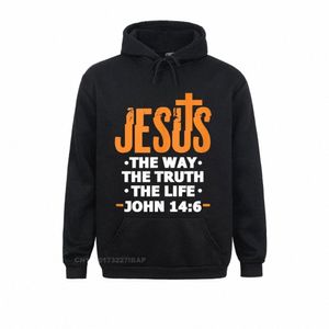 Jésus The Way Truth Life John 14 6 Christian Bible Verse Sweat à capuche drôle Sweats à capuche serrés pour femmes Vintage Sportswears Z9pP #