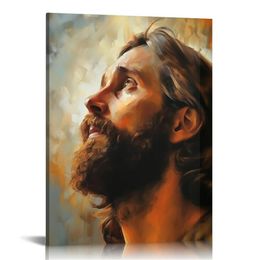 Jezus Wall Art Canvas religieuze foto's van Jezus Christus Christian Art Wall Decor Framed Abstract Jezus Face Picture for Home Church Decor