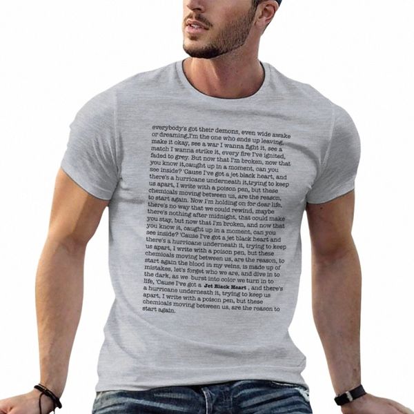 Jet Black Heart Lyrics Camiseta de manga corta Camiseta lisa para hombre camisetas casual elegante m3Q3 #