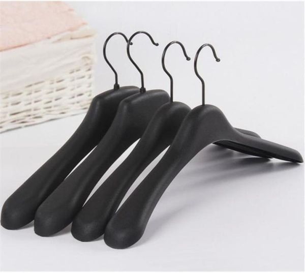 Jetdio Percha de ropa de plástico con hombros anchos y gruesos negros para abrigos, chaquetas y pieles, lote de 10 piezas T2002116444898