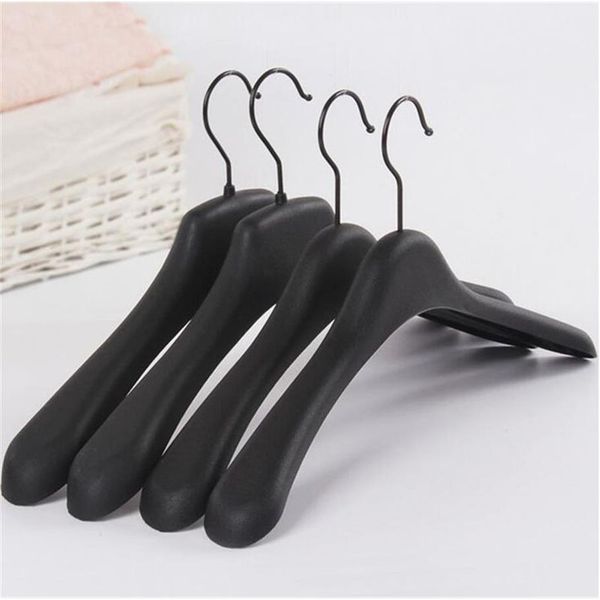 Jetdio Percha de ropa de plástico con hombros anchos y gruesos negros para abrigos, chaquetas y pieles, lote de 10 piezas T200211332Q