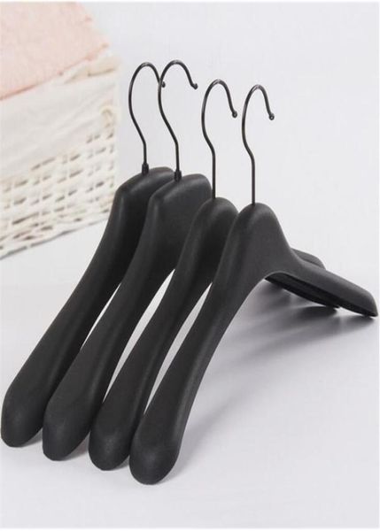 Jetdio noir épais épaisse épaule en plastique de vêtements en plastique pour la veste en manteaux et fourrure 10 pièces Lot T2002116073063