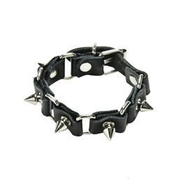 JETTINGBUY 1Pc Cool Wolf Tooth Bangle Mode Gothic Metal Cone Stud Spikes Klinknagel Lederen Polsband Mannen Punk Style2152