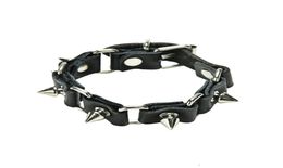 JETTINGBUY 1 Pc Cool loup dent bracelet mode gothique métal cône clous pointes Rivet cuir bracelet hommes Punk Style6596365