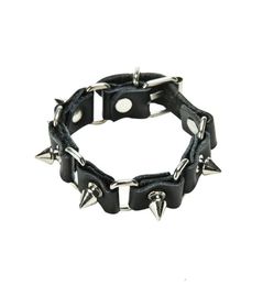 JETTINGBUY 1 Pc Cool bracelet de dent de loup mode gothique métal cône clous pointes Rivet bracelet en cuir hommes Punk Style4097461