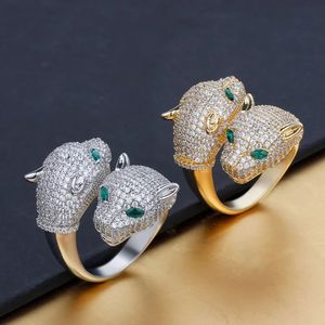 Jewel Arrivals Romantic and Shiny Leopard Head Women Ring Finger pour le mariage Party Cubic Zirconia Bijoux Bridal Gift240412