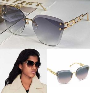 Jewel Cat Eye Sunglasses Z1626U Luxury merkontwerper Rimless Gradient Lens Metal Chain Temple met klassiek Logo Vrouw Personalit2552574