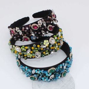 Jewel Hairband Bruiloft Haar Accessoires Luxe Charm Barok Pailletten Bead Crown Tiara Hair Bands Crystal Hoofdband X0722