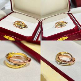 Juweliersontwerper Large White, Rose en Yellow Gold Trinity Ring Brand for Dames Wedding Engagement Gift Multi Size With Box BR Oorspronkelijke kwaliteit