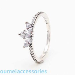 sieraden Ontwerper Pandoraring Dora's Band Ringen lieverds S925 Zilver Diamant Sprankelend Bloemblaadje Specimen Licht Luxe Mode Bloem Sneeuwvlok Ring Cadeau voor