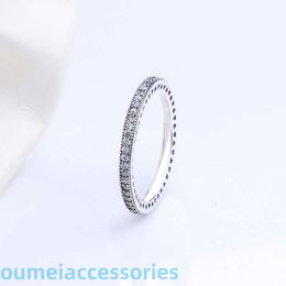 Bijoux Designer Pandoraring Dora's Band Rings S925 Bague en argent sterling à une rangée de diamants amoureux bague classique pour femme