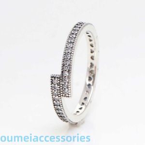 Bijoux Designer Pandoraring Dora's Band Rings produit S925 argent décalé diamant mode amoureux plié anneau surprise cadeau femme