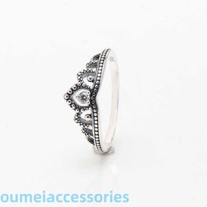 Créateur de bijoux Pandoraring Dora's Band Rings Sweethearts S925 Perles en argent Mode féminine Polyvalent Princesse Crown Ring Light Luxe et cadeau élégant