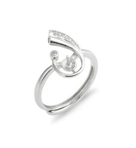 Paramètres de bijoux Base de bague réglable en argent sterling 925 avec coupelle à épingle pour attacher des perles 5 pièces2234578