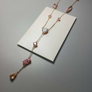 Sieraden swarovskis kettingontwerper vrouwen originele kwaliteit luxe mode hanger glanzend roze candy hanger ketting romantische liefde y-vormige kwastje ketting